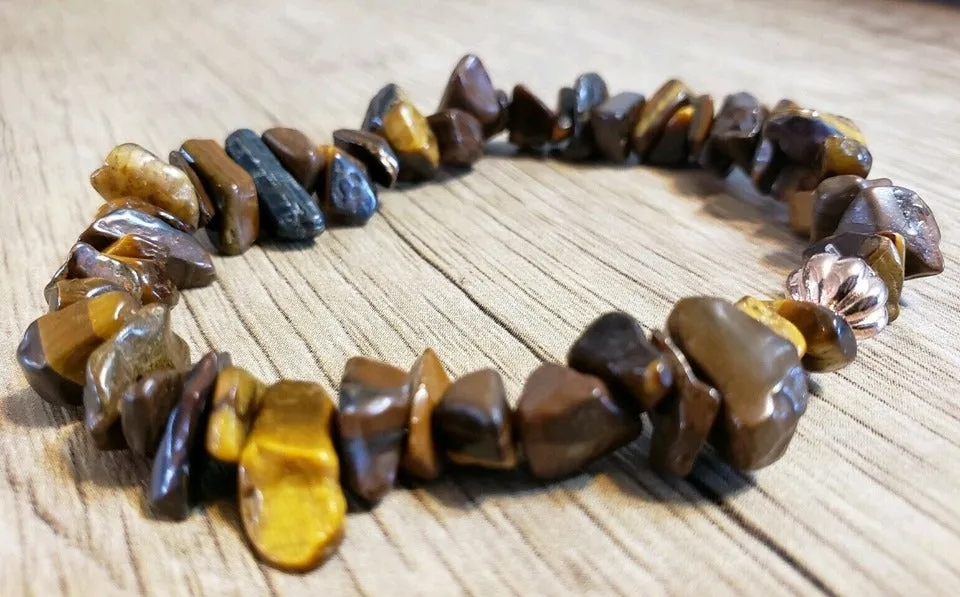 Hand Crafted, Natural Freefrom Tiger's Eye Stretch Bracelet. One size fits most