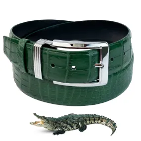 Handmade Green Alligator Belt Men's - Crocodile Skin Belly Belt 1.5" - Pin Buckle - BE-GRE-08-PIN