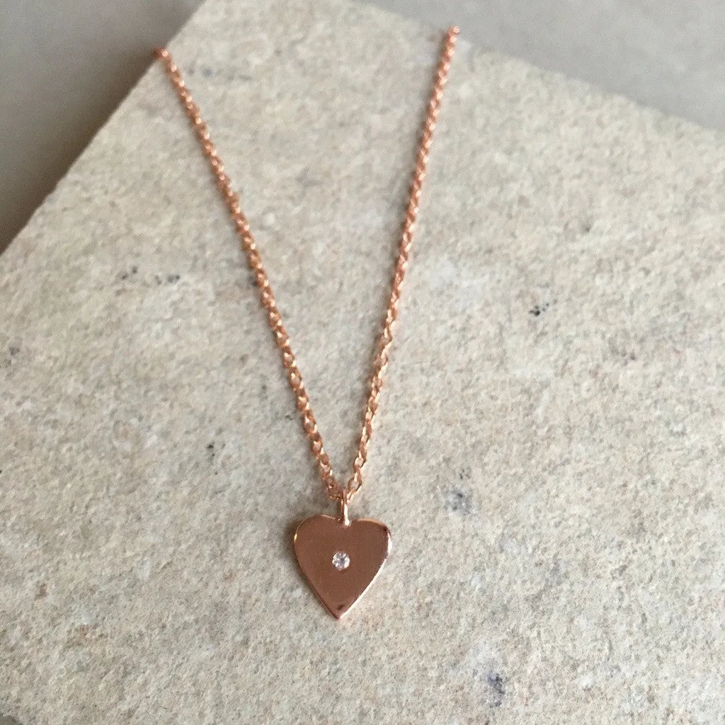 Heart and white topaz necklace