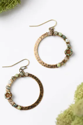 Heron Czech Glass, Quartz Hoop Earrings