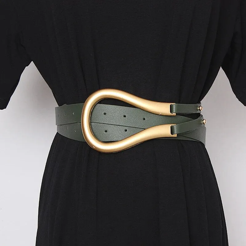 HEYFANCYSTYLE PU Leather Oversized U Belt