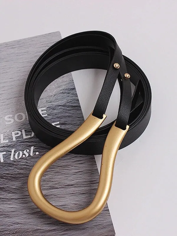 HEYFANCYSTYLE PU Leather Oversized U Belt