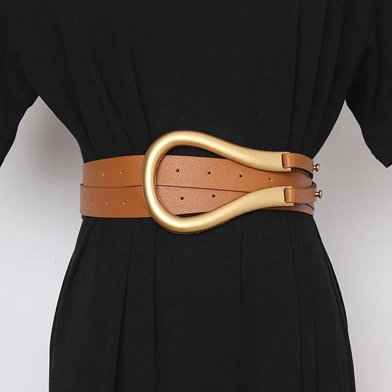 HEYFANCYSTYLE PU Leather Oversized U Belt