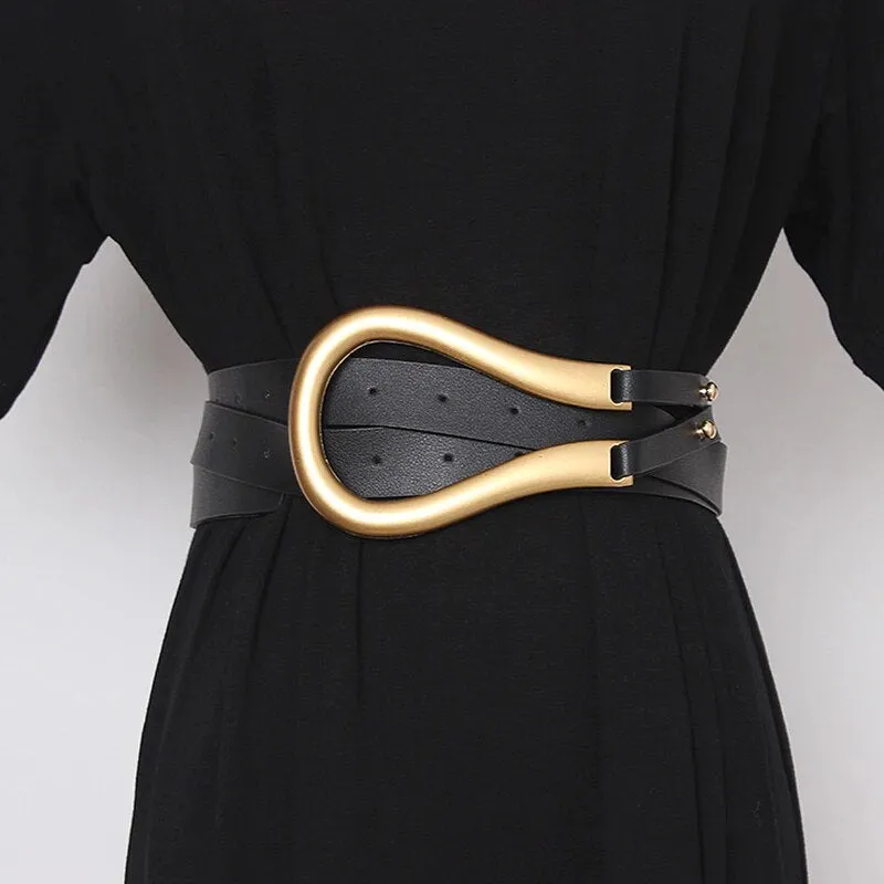 HEYFANCYSTYLE PU Leather Oversized U Belt