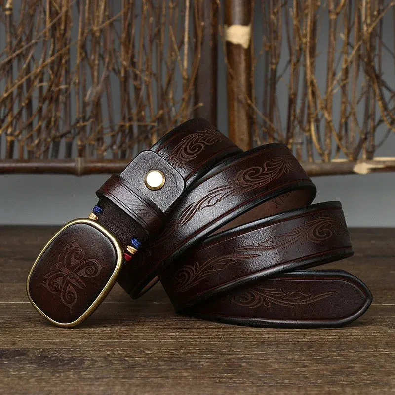 High-Quality Genuine Leather Belt for Men | Laser Engraved Luxury