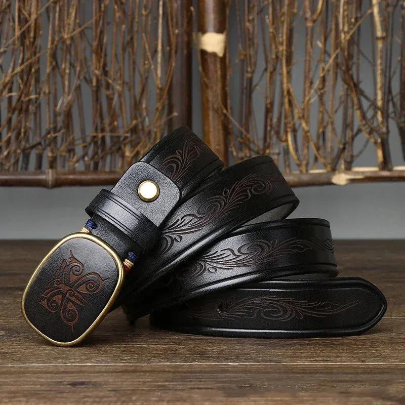 High-Quality Genuine Leather Belt for Men | Laser Engraved Luxury