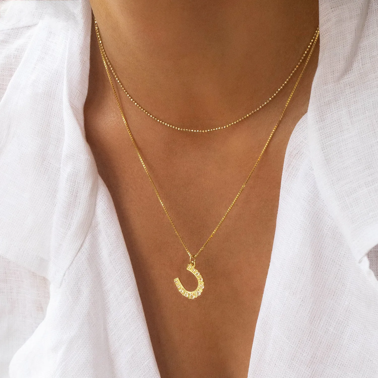 Horseshoe Necklace | White Topaz