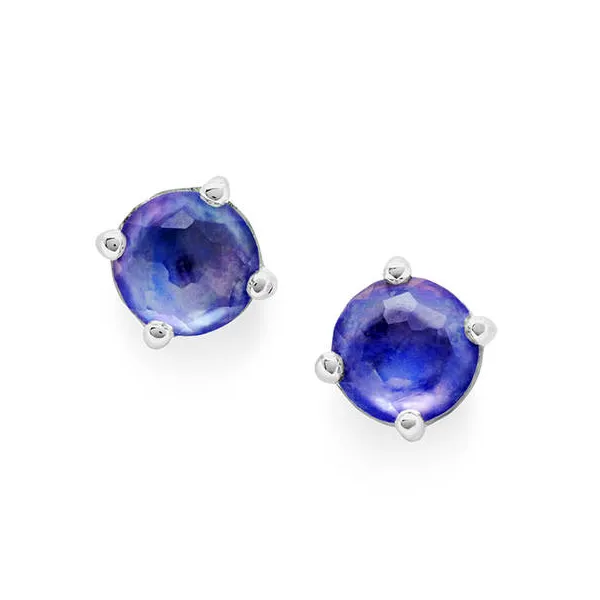 IPPOLITA Rock Candy Mini Stud Earrings in Lapis, Clear Quartz, and Mother-of-Pearl Triplet