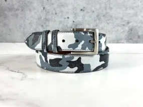 Italian Calf Belt: White Camo