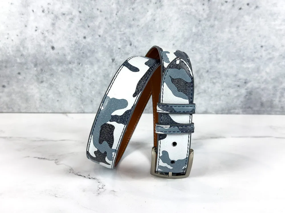 Italian Calf Belt: White Camo