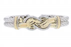 Italian Sterling Silver Bracelet with 0.54ct. diamonds and 14K solid yellow gold accents.