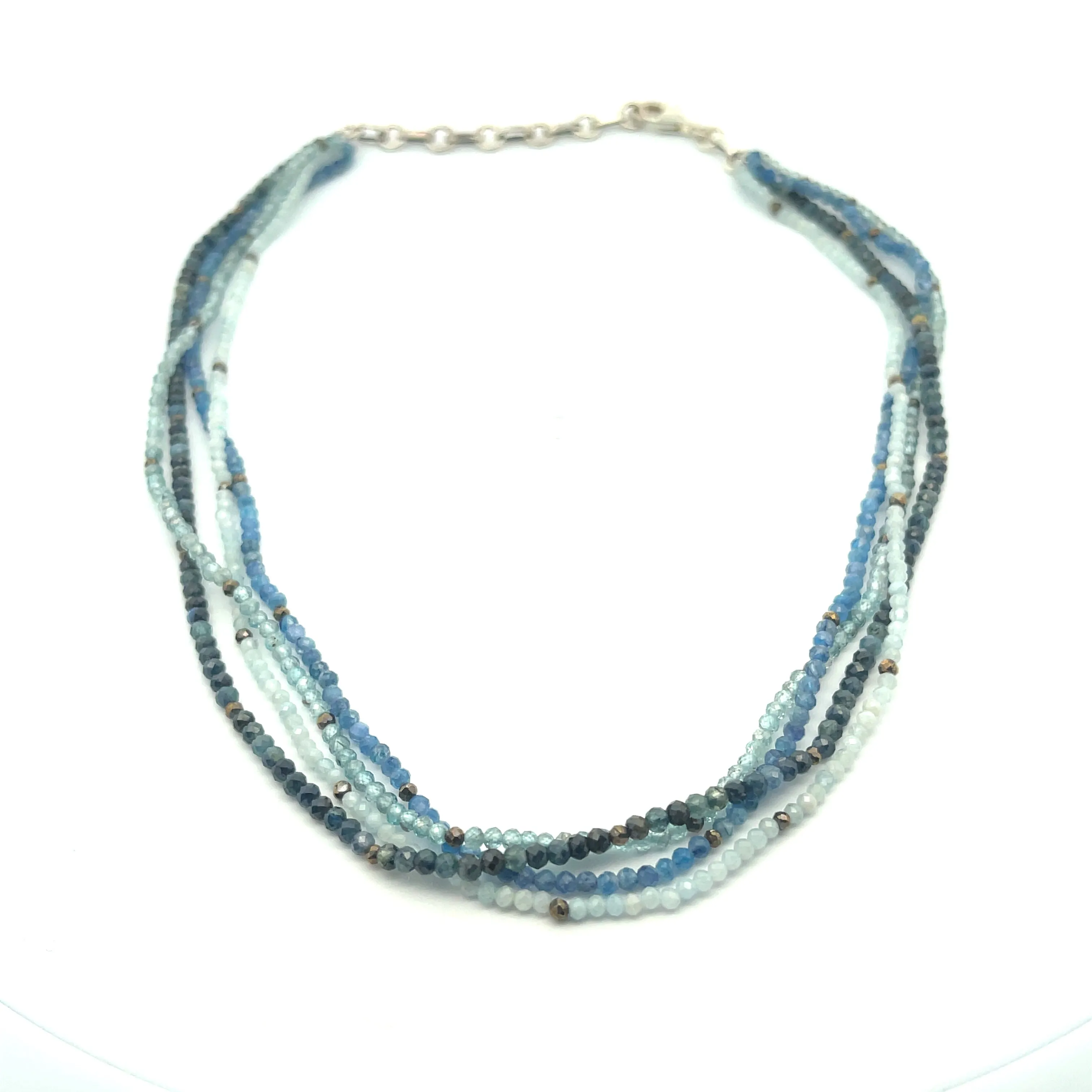 Ivy 4-Strand Blue Gemstones Necklace,Sterling Silver