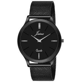 Jainx Premium Slim Black Dial and Mesh Chain Analogue Watch For Men - JM1180