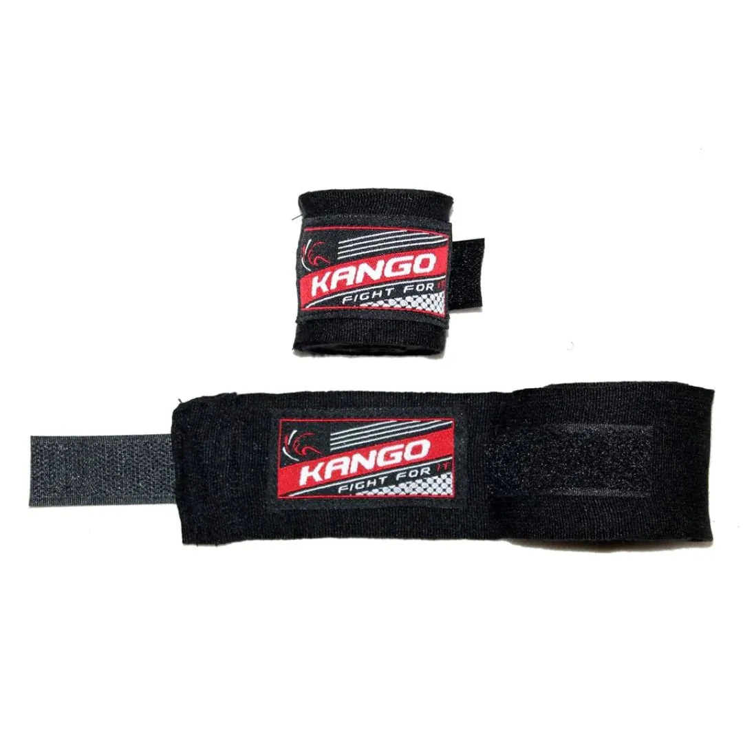 Kango Martial Arts Unisex Adult Black Grey Leather Boxing Gloves   3 Meters Bandage or Mouthguard [WS]