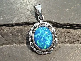 Lab Created Opal, Sterling Silver Pendant