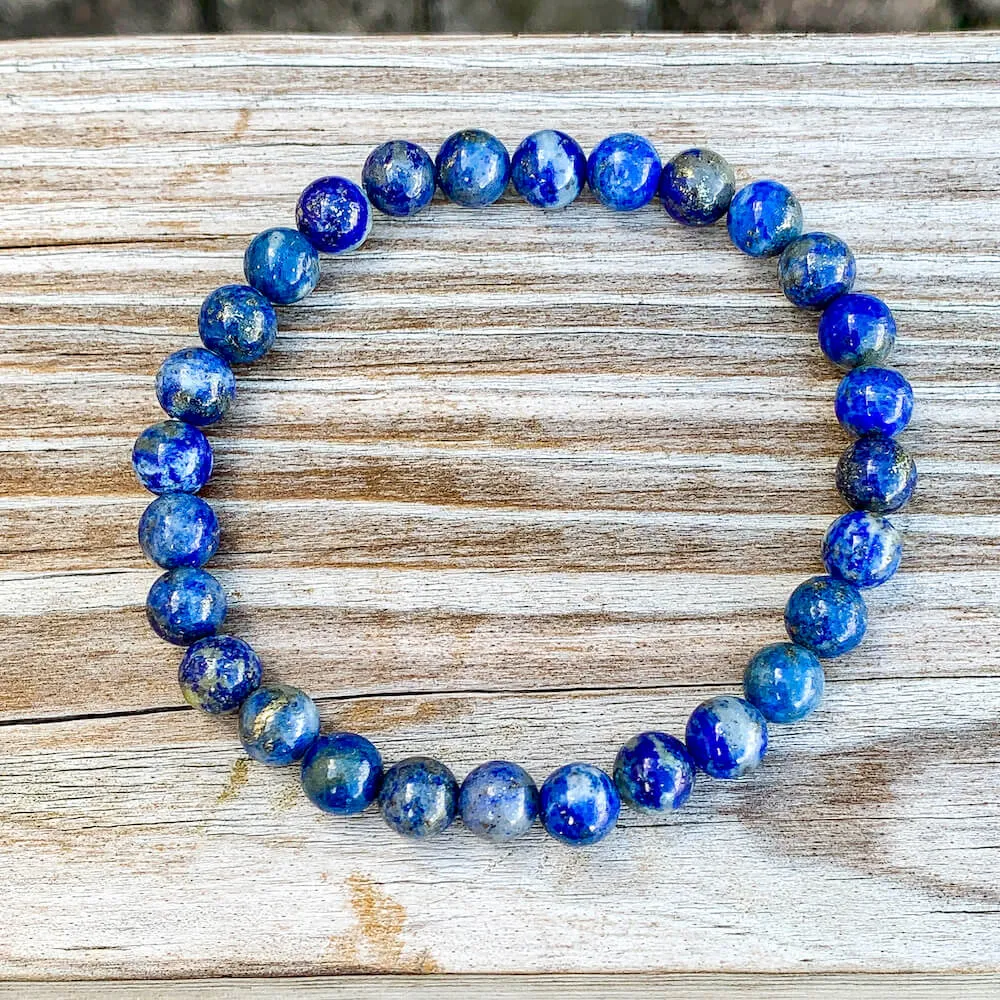 Lapis Lazuli Gemstone Elastic Bead Bracelet