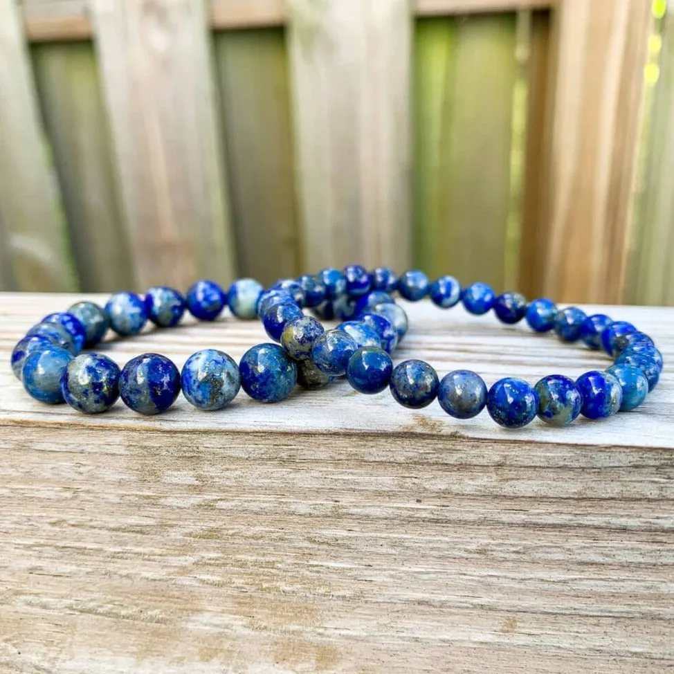 Lapis Lazuli Gemstone Elastic Bead Bracelet