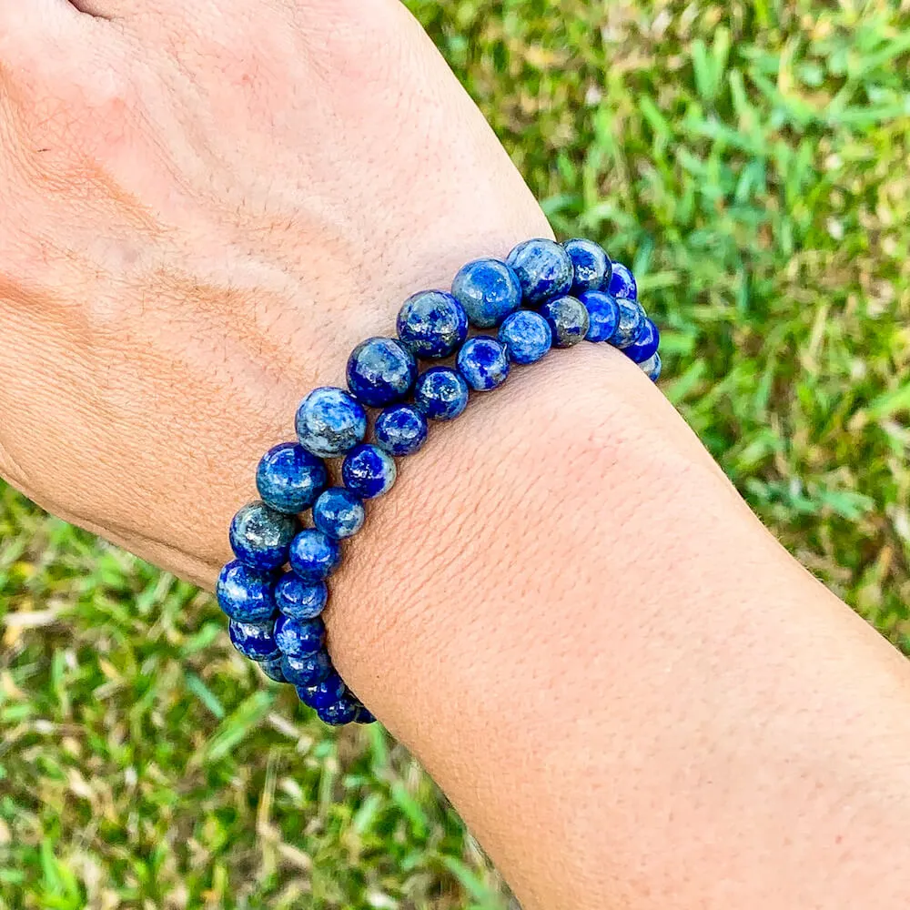 Lapis Lazuli Gemstone Elastic Bead Bracelet