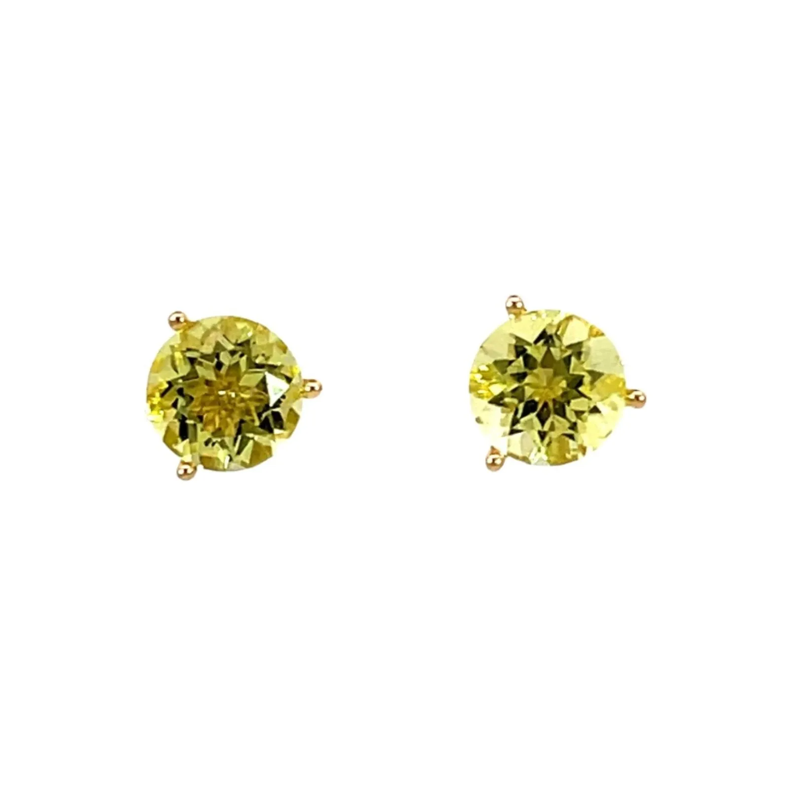 Lemon Quartz Studs with 18k Yellow Gold