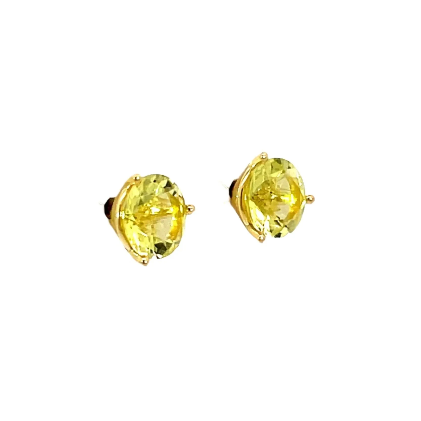 Lemon Quartz Studs with 18k Yellow Gold