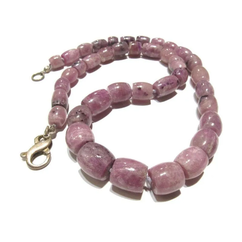 Lepidolite Necklace with Sterling Silver Lobster Claw Clasp