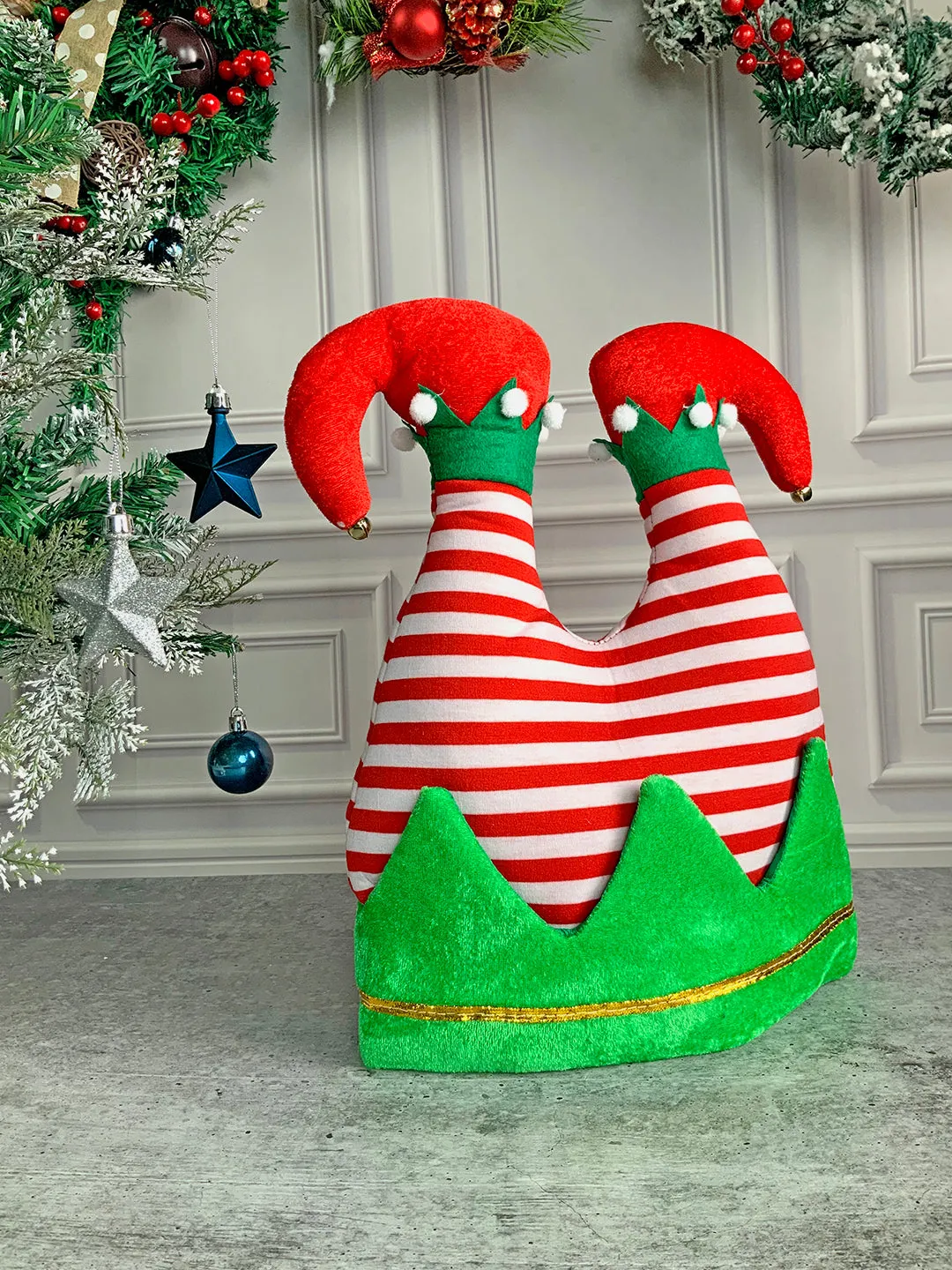 Little Surprise Box 3d Inverted Elf Legs Plush Christmas Party Hat