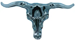 Long Horn Steer Skull Silver Belt Buckle