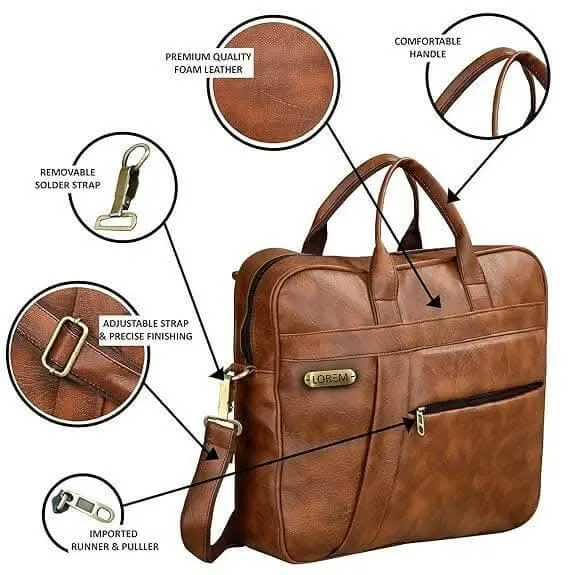 LOREM Tan Color Faux Leather 10L Messenger Bag For Men & Women (BG03)