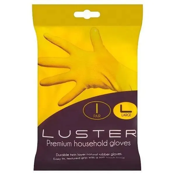 Luster Premium Household Gloves Yellow Rubber Soft Lining