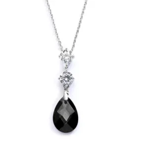 Malia Jet crystal drop pendant necklace