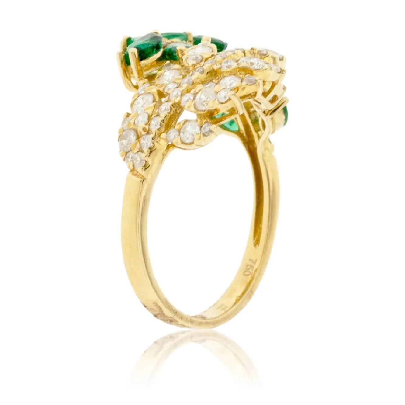 Marquise Cut Emerald & Diamond Fashion Ring