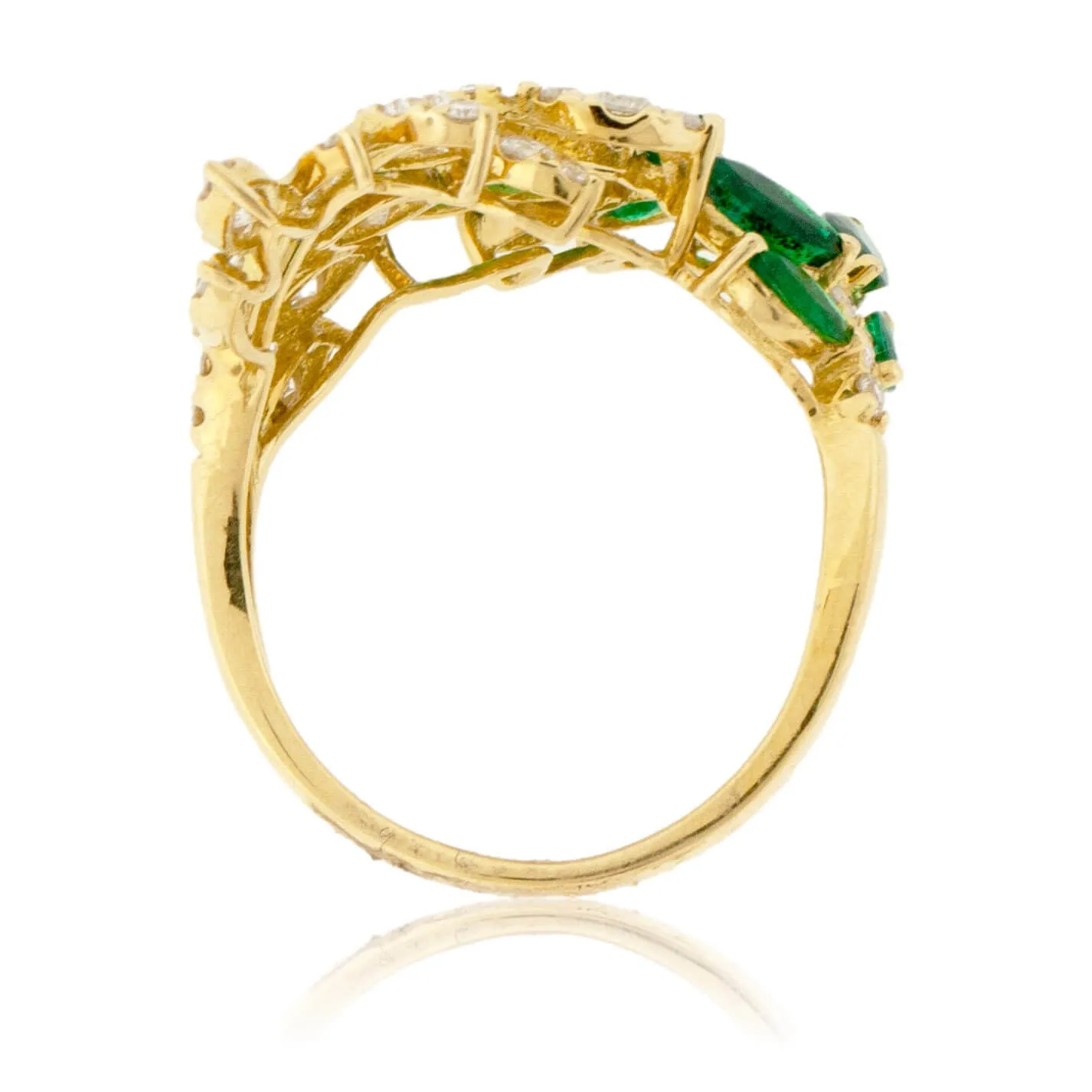 Marquise Cut Emerald & Diamond Fashion Ring