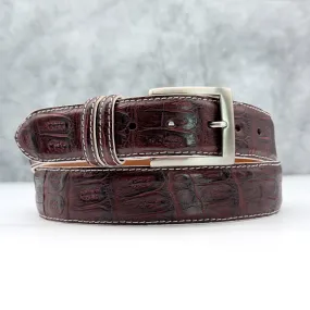 Matte Caiman Tail Belt: Burgundy