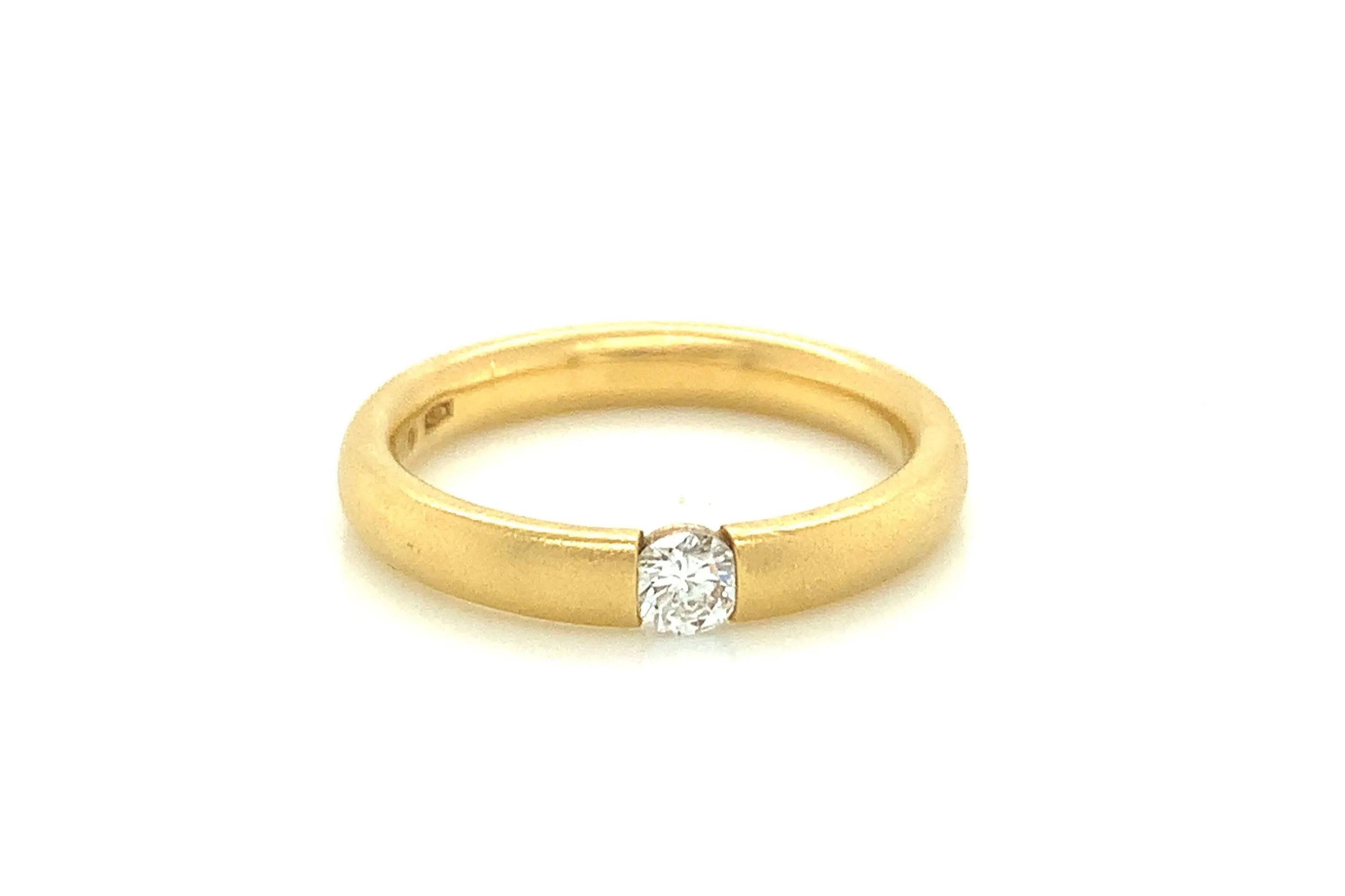 Matte Gold Solitaire Round Diamond Stacking Ring