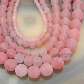 Matte Natural Cherry Quartz Gemstone Round Loose Beads on a 15.5" Strand