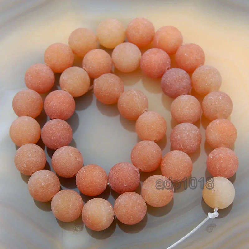 Matte Natural Red Aventurine Gemstone Round Loose Beads on a 15.5" Strand