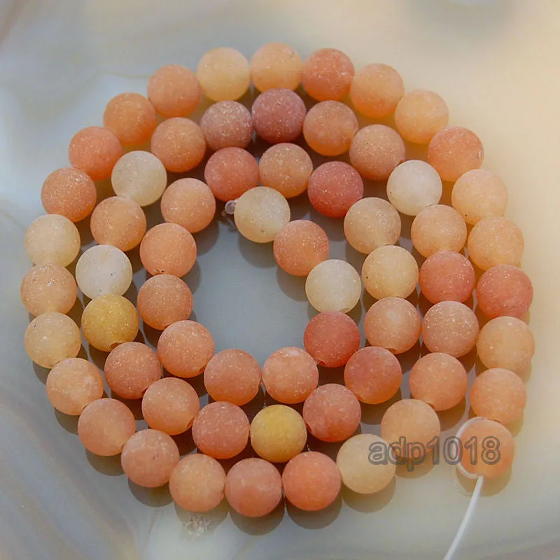 Matte Natural Red Aventurine Gemstone Round Loose Beads on a 15.5" Strand