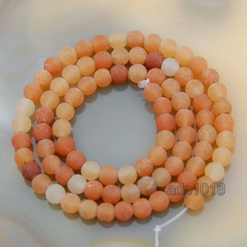 Matte Natural Red Aventurine Gemstone Round Loose Beads on a 15.5" Strand