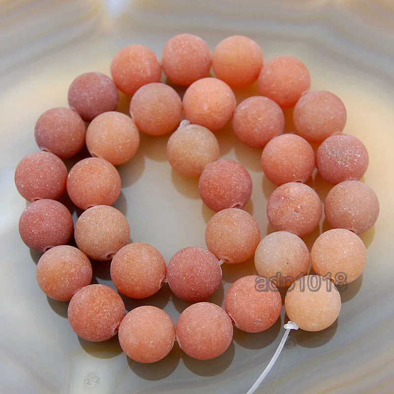 Matte Natural Red Aventurine Gemstone Round Loose Beads on a 15.5" Strand