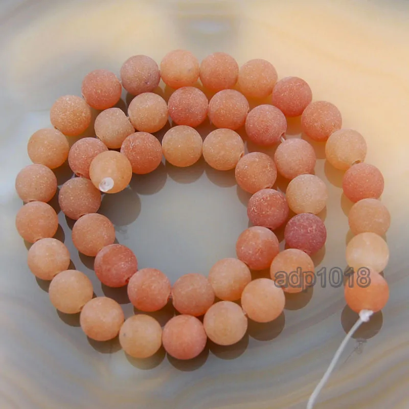 Matte Natural Red Aventurine Gemstone Round Loose Beads on a 15.5" Strand