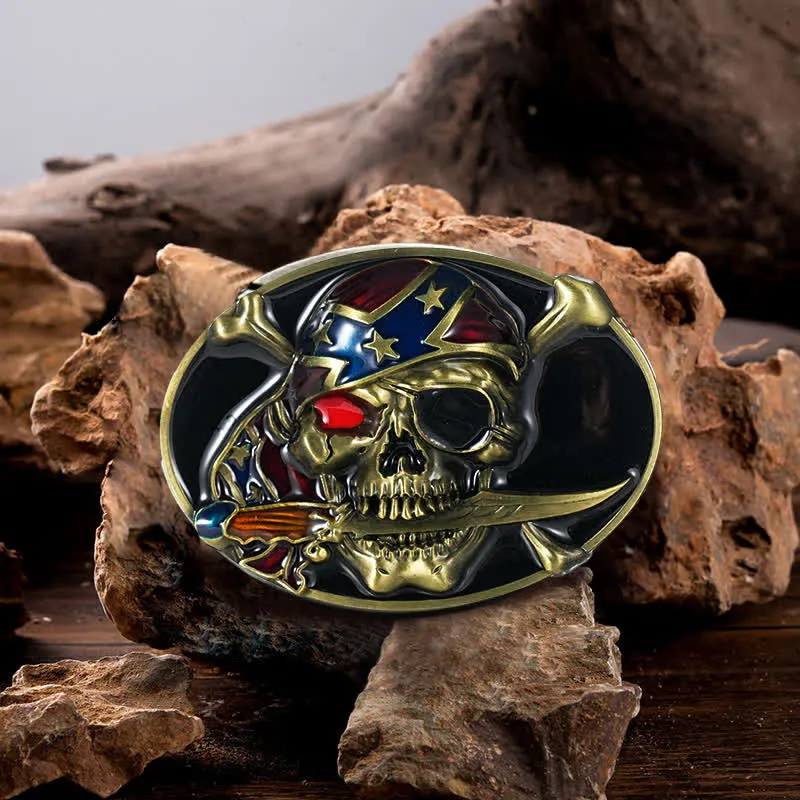 Men's DIY Pirate Skull Buckle Leather Belt