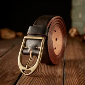 Men's Heavy Duty Copper Buckle Leather Belt