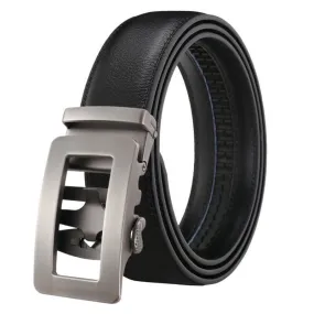 Men's Simple Hollow Automatic Buckle Leather Belt