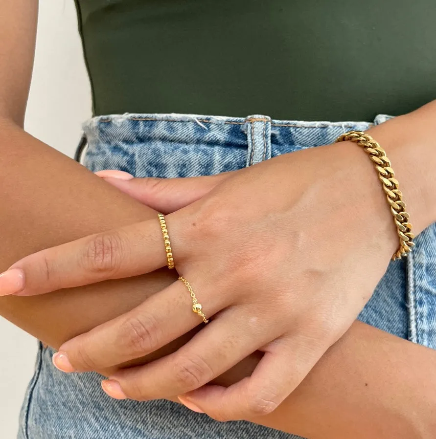 MILA DAINTY GOLD CHAIN STACKABLE RING