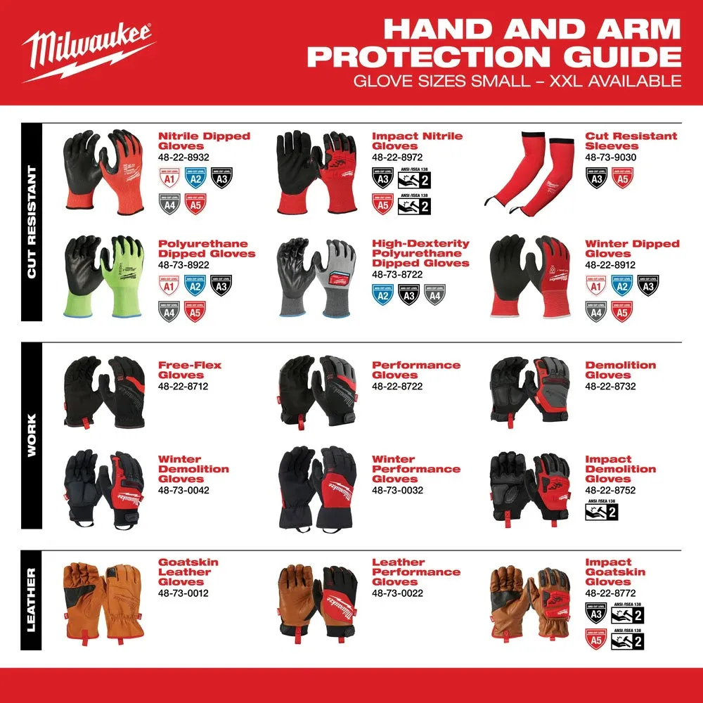 Milwaukee 48-73-8920 High Visibility Cut Level 2 Polyurethane Dipped Safety Gloves - Small