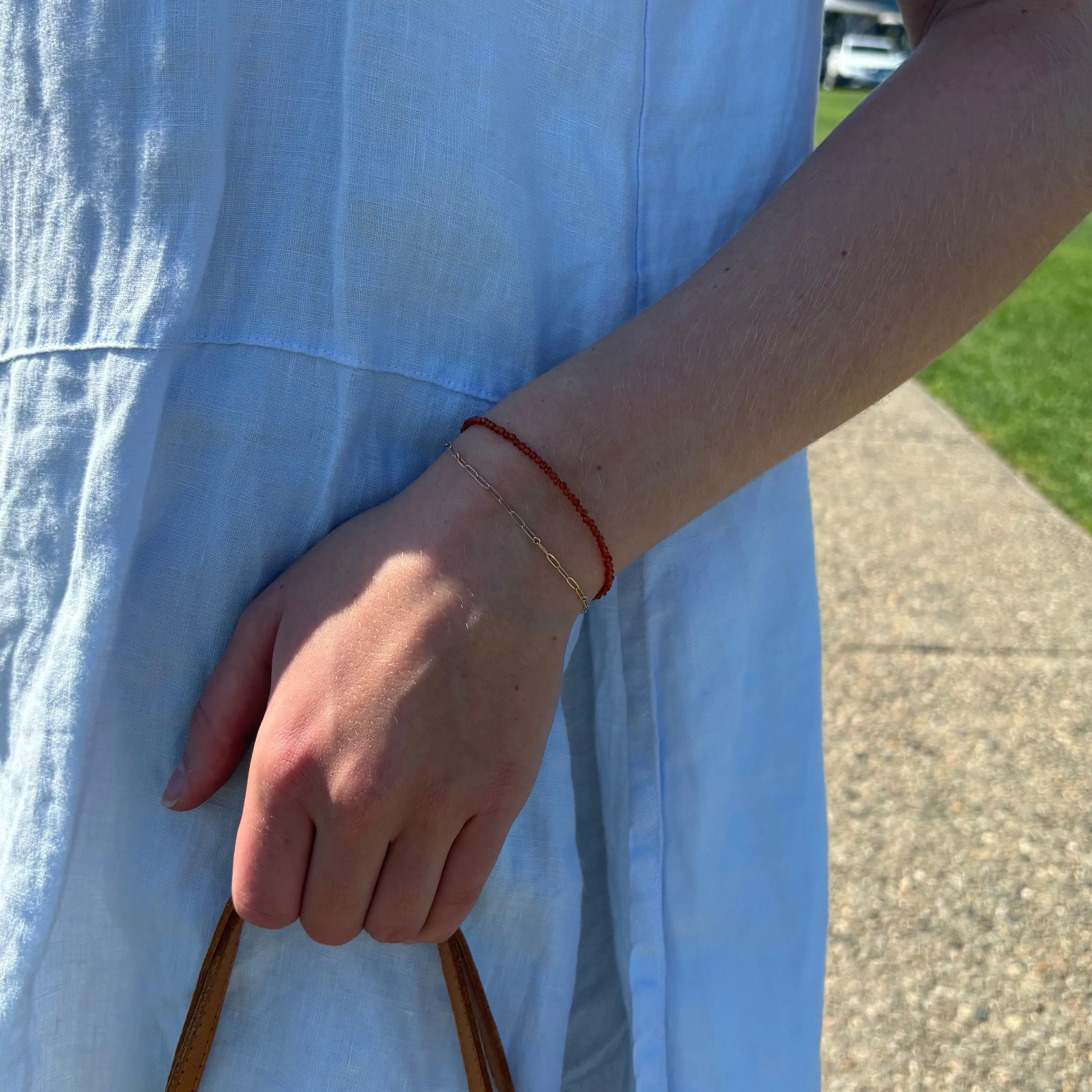 Mini Carnelian Gemstone Bracelet, Tiny Gemstone Bracelet