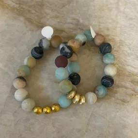 Mixed Amazonite Faceted Bead Bracelet