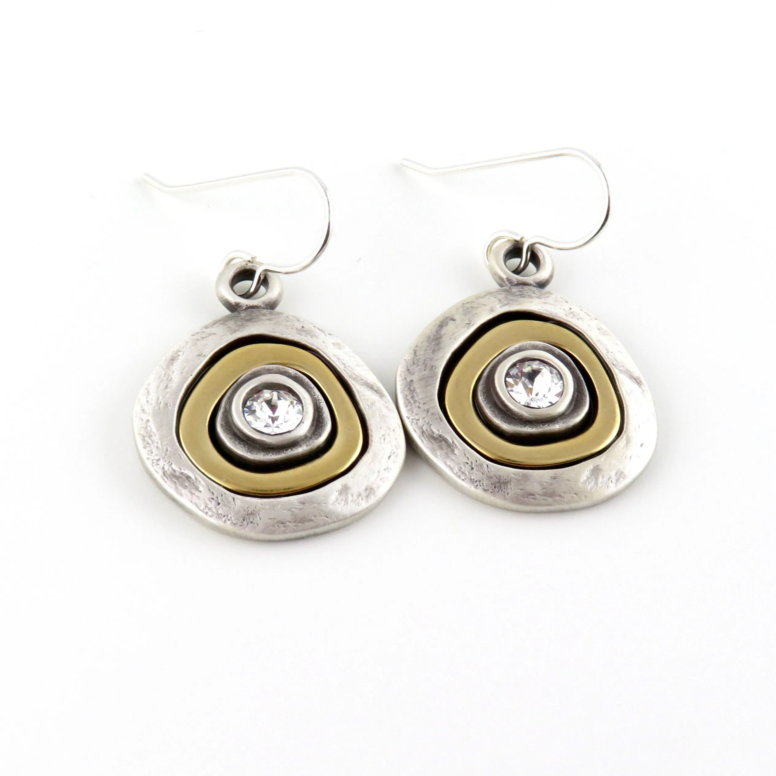 Mixed Metal Silver Medallion Earrings