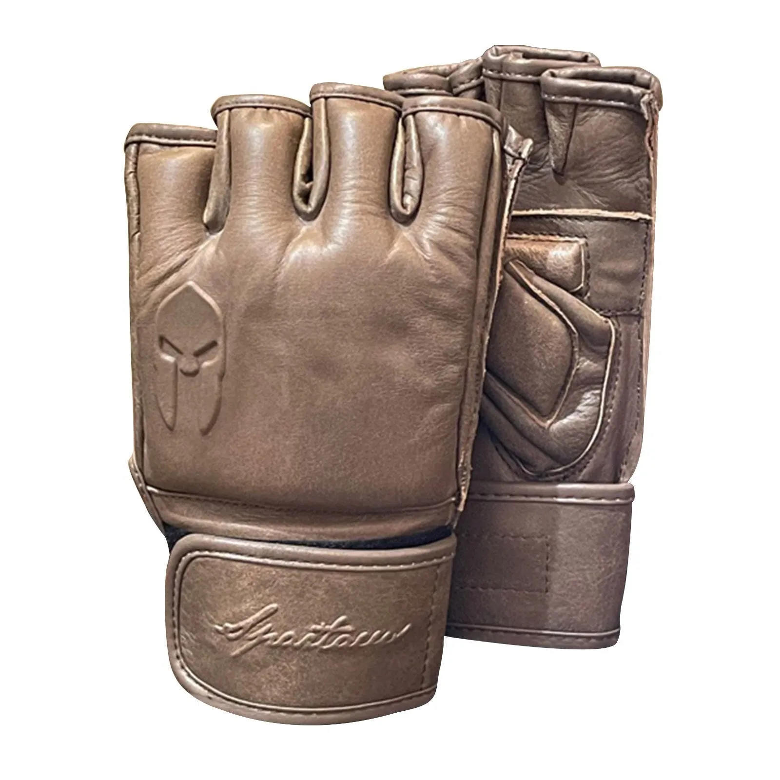 MMA GENUINE LEATHER GRAPPLING GLOVES MARTIAL ARTS SPARRING SPARTACUS 1