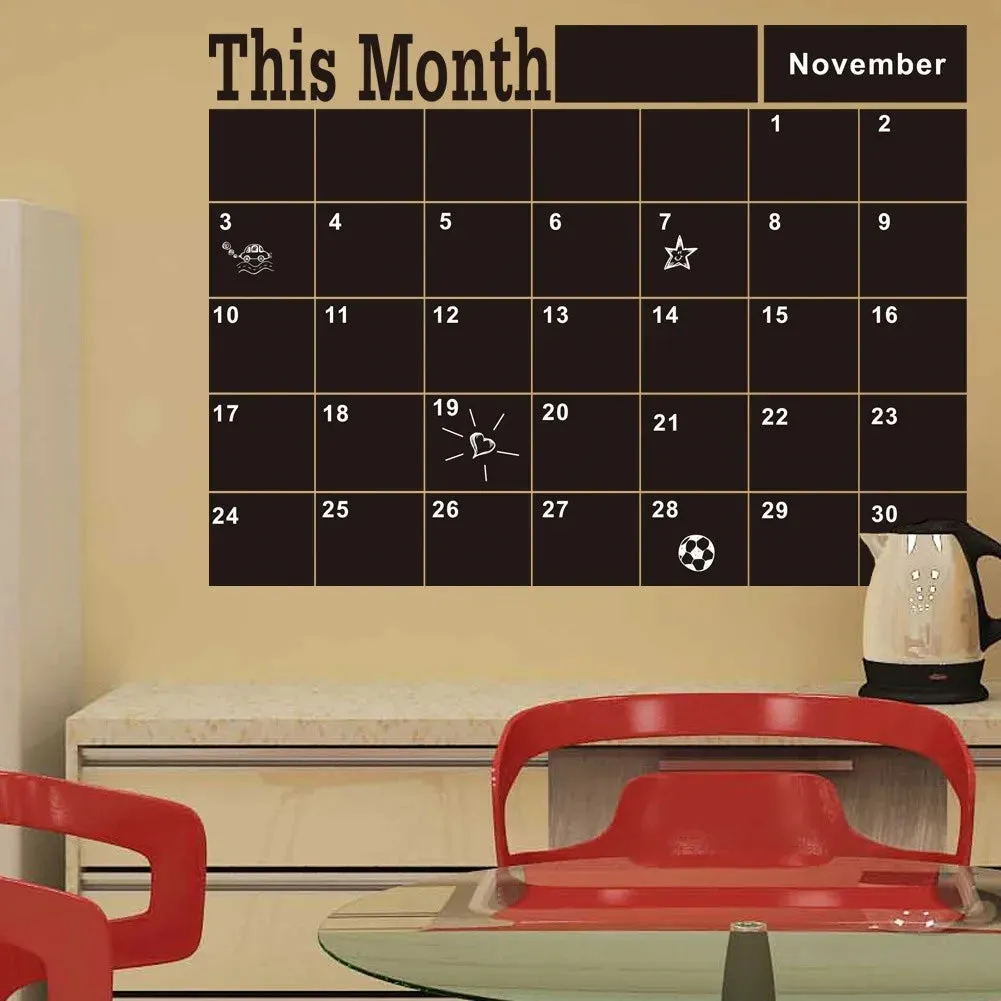 Month Plan Calendar Blackboard Memo Blackboard Wall Sticker Wall Calendar Sticker Office Blackboard Removable Wall Sticker Diy